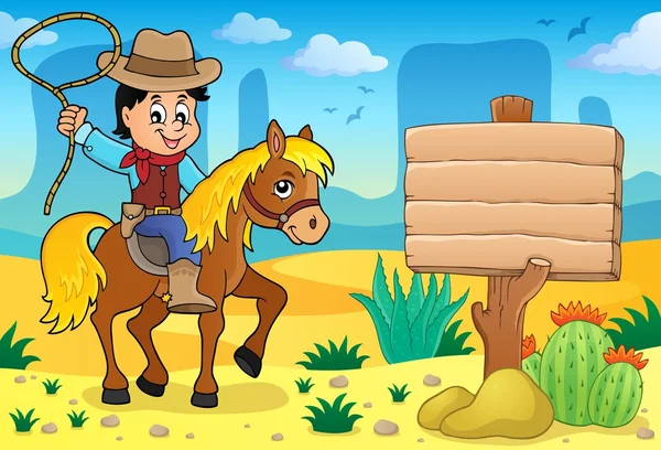 Vaquero a caballo tema imagen 4 — Vector de stock