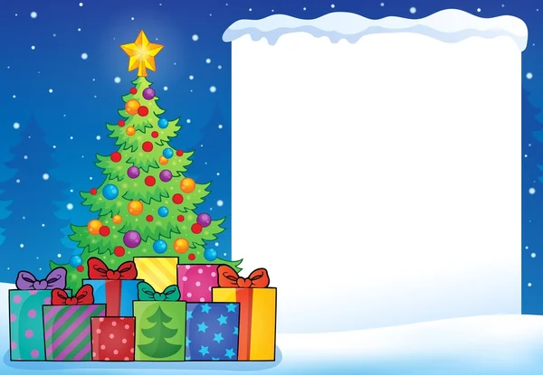Quadro com árvore de Natal tópico 7 — Vetor de Stock