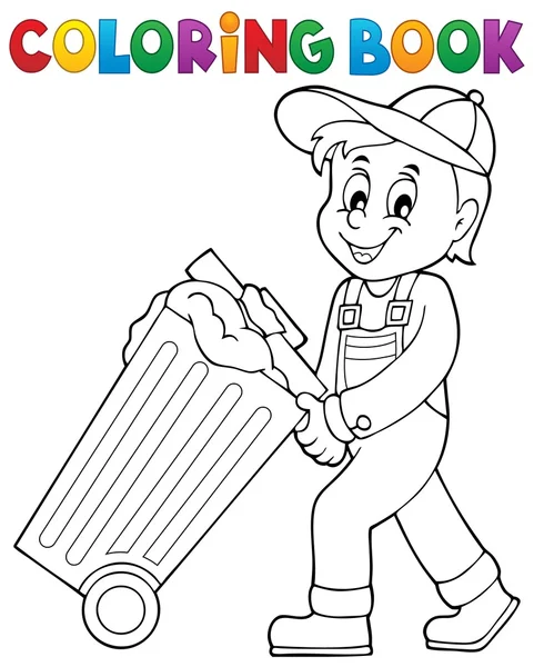 Coloriage collecteur d'ordures thème 1 — Image vectorielle