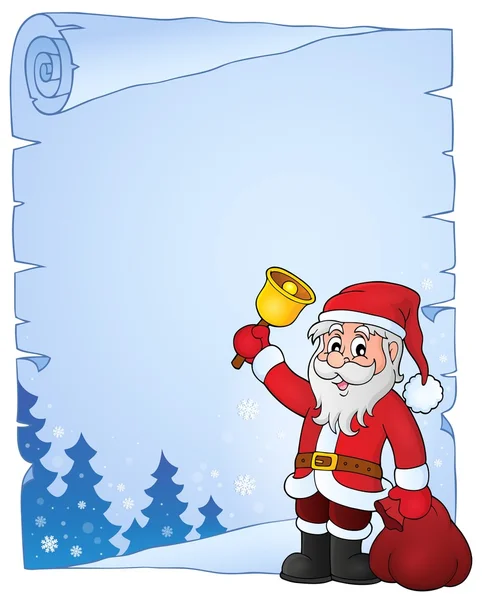 Santa Claus con campana tema pergamino 4 — Vector de stock