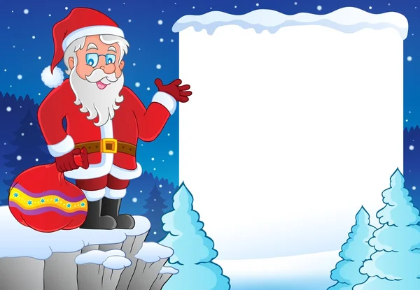 Marco nevado con tema de Santa Claus 1 — Vector de stock