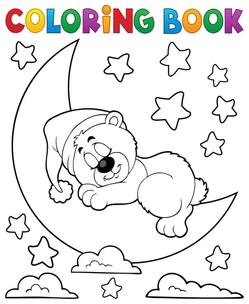 Coloring book sleeping bear theme 2 — Stock Vector