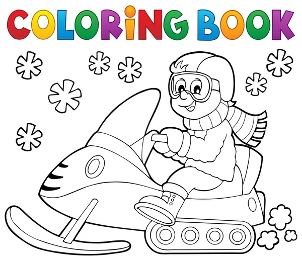 Kleuren boek sneeuwscooter thema 1 — Stockvector