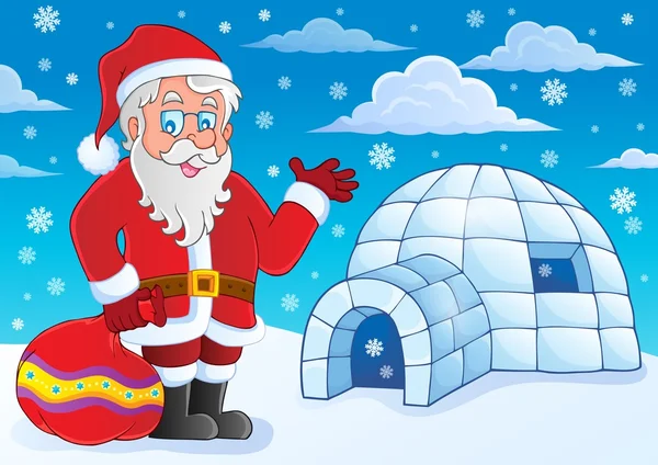 Igloo con tema Babbo Natale 4 — Vettoriale Stock
