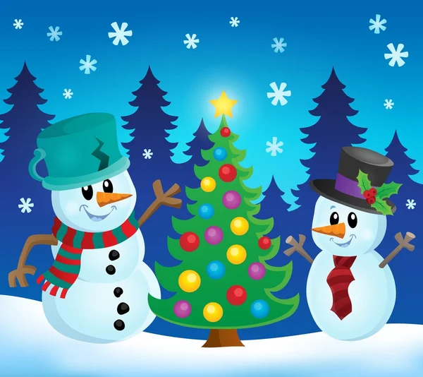 Christmas snowmen theme image 1 — Stock Vector