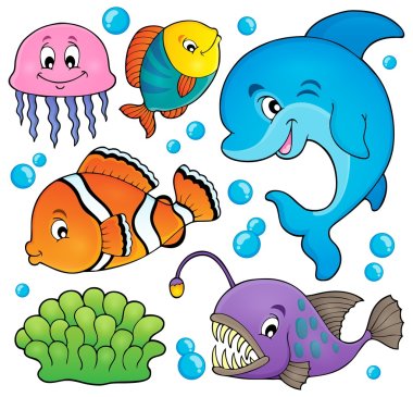 Ocean fauna topic set 1 clipart