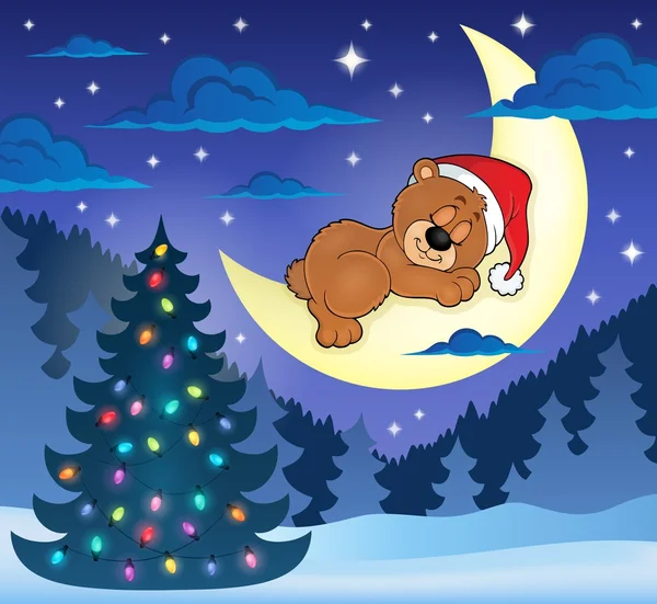 Natal urso adormecido tema imagem 1 — Vetor de Stock