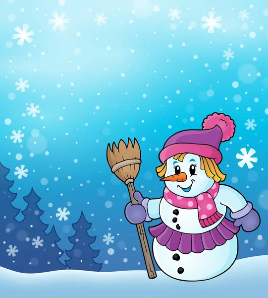 Winter snowwoman topic image 5 — Stock Vector