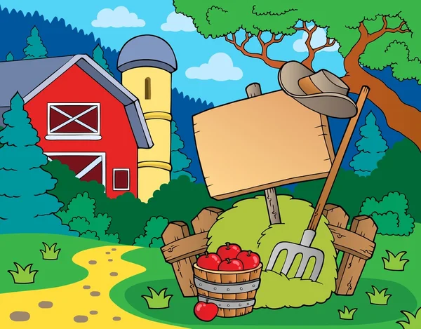 Tema granja con signo — Vector de stock