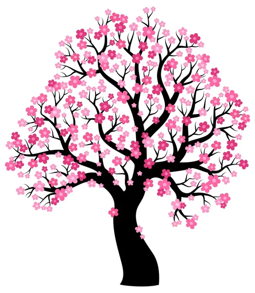 Силуэт цветущего дерева тема 1 — стоковый вектор