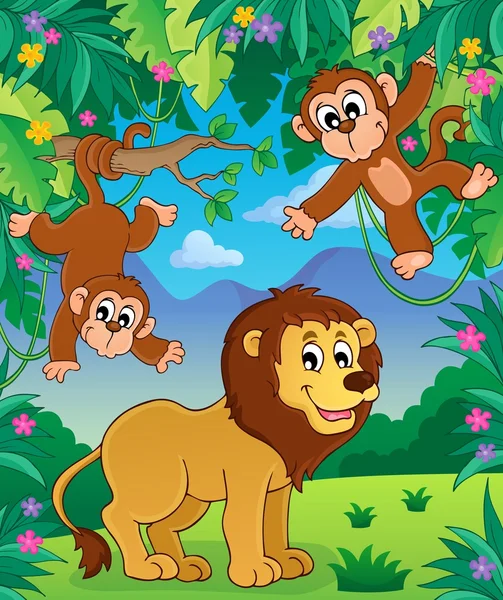 Animales en la selva tema imagen 3 — Vector de stock