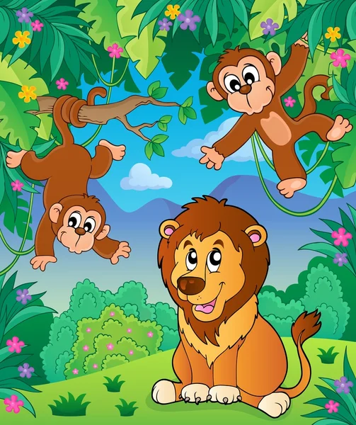 Тварини в джунглях тема зображення 6 — стоковий вектор