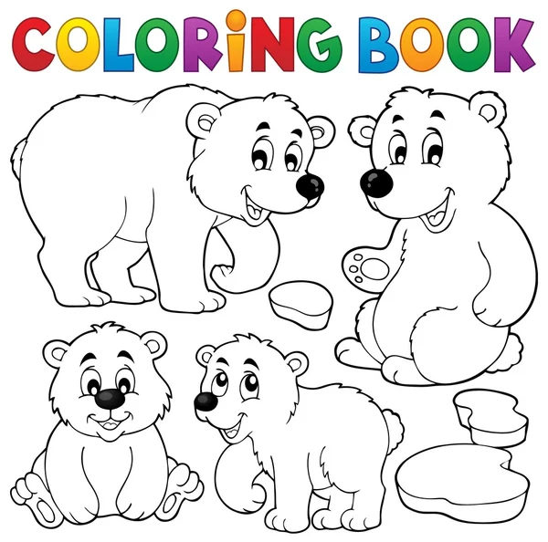 Libro para colorear con osos polares — Vector de stock