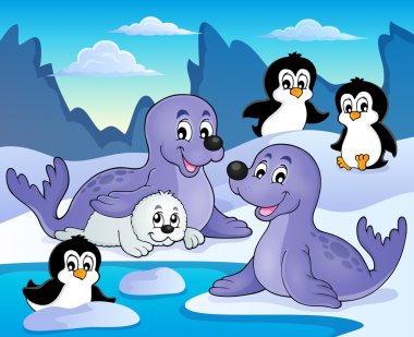 Seals and penguins theme image 1 clipart