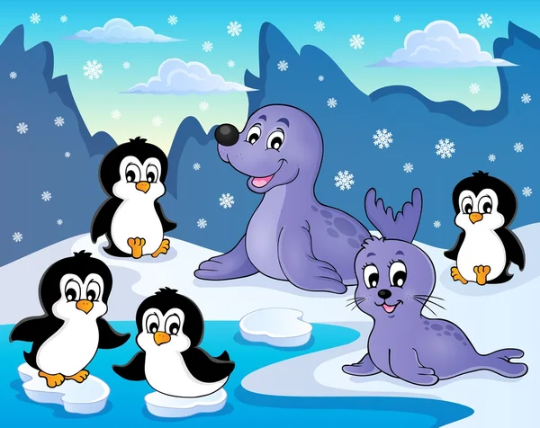 Sellos y pingüinos tema imagen 2 — Vector de stock