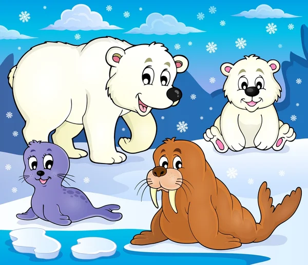 Olika arktiska djur temabild 1 — Stock vektor