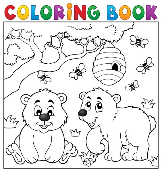 Livre à colorier ours thème 4 — Image vectorielle