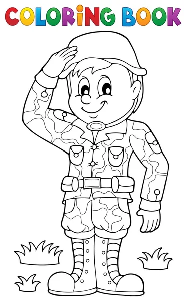 Livre à colorier soldat mâle thème 1 — Image vectorielle