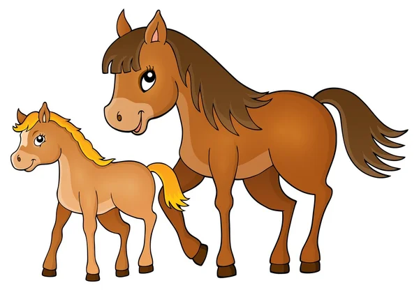 Koně s hříbě obrázek motivu 1 — Stockový vektor