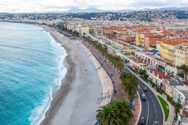 Villefranche-sur-Mer, Nice, Fransız Rivierası panoramik manzaralı.