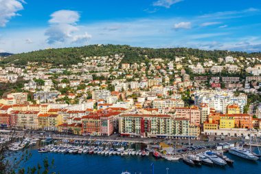Villefranche-sur-Mer, Nice, Fransız Rivierası panoramik manzaralı.