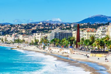 Villefranche-sur-Mer, Nice, Fransız Rivierası panoramik manzaralı.