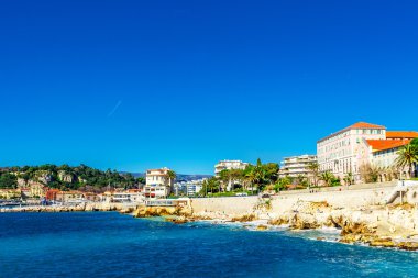 Villefranche-sur-Mer, Nice, Fransız Rivierası panoramik manzaralı.