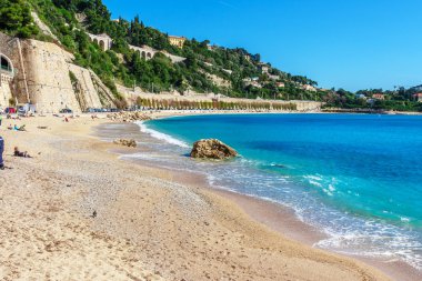 Villefranche-sur-Mer, Nice, Fransız Rivierası panoramik manzaralı.