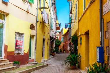 View of streets. Villefranche-sur-Mer, Nice, French Riviera.