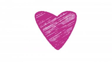 kalp tebeşir ile boyanmış, el çizilmiş animasyon 4k