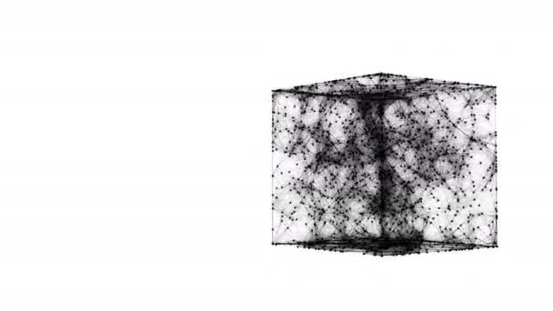 Abstract geometric composition from chaotic moving dots and lines are placed in the shape casts a shadow 4K — Stock Video