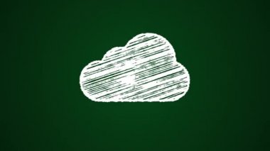 cloud computing icon painted with chalk, hand drawn animation 4K