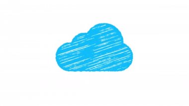 cloud computing icon painted with chalk, hand drawn animation 4K