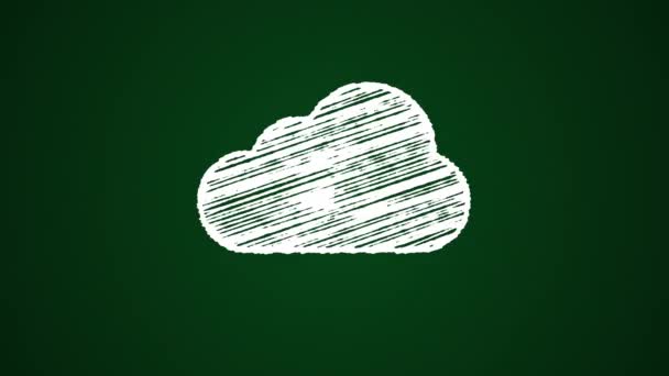 Cloud computing icon painted with chalk, hand drawn animation 4K — Stock Video