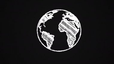 Dünya'nın Küre tebeşir ile boyanmış, el çizilmiş animasyon 4k