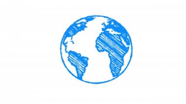Dünya'nın Küre tebeşir ile boyanmış, el çizilmiş animasyon 4k