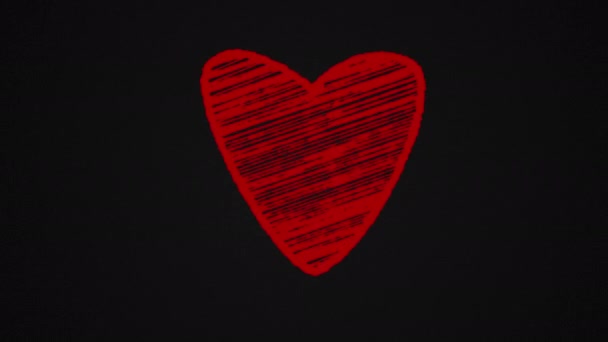 Сердце окрашено мелом, рисованная вручную анимация 4K — стоковое видео
