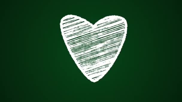 Coração pintado com giz, desenho à mão animação 4K — Vídeo de Stock