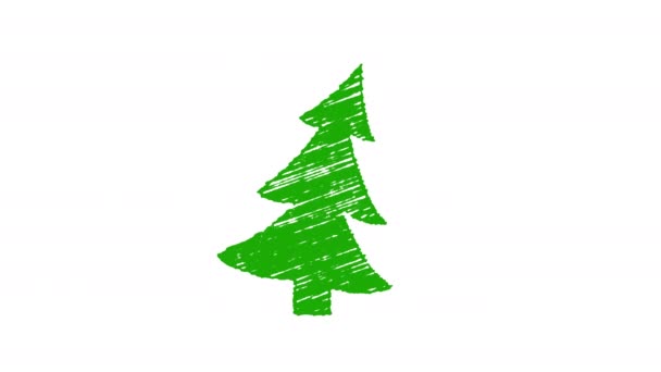 Árbol de navidad pintado con tiza, animación dibujada a mano 4K — Vídeo de stock