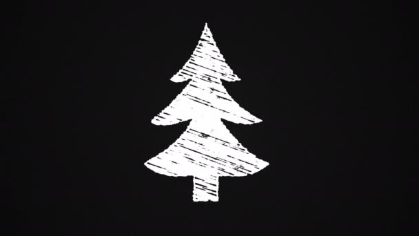 Árbol de navidad pintado con tiza, animación dibujada a mano 4K — Vídeo de stock