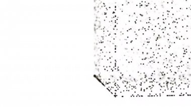 Kaotik hareketli nokta ve çizgilerden soyut geometrik kompozisyon şekil yerleştirilir bir gölge 4k dökümleri