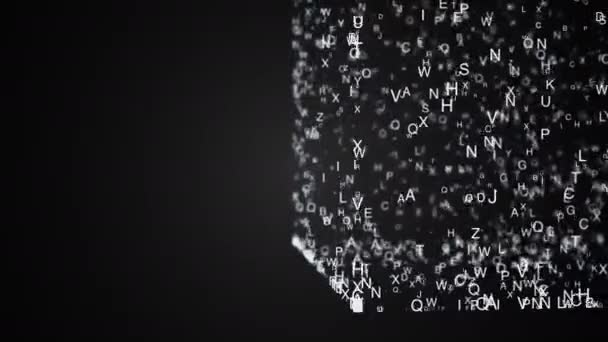 Composition abstraite à partir de lettres mouvantes chaotiques sont placés dans une forme et jeter une ombre 4K — Video