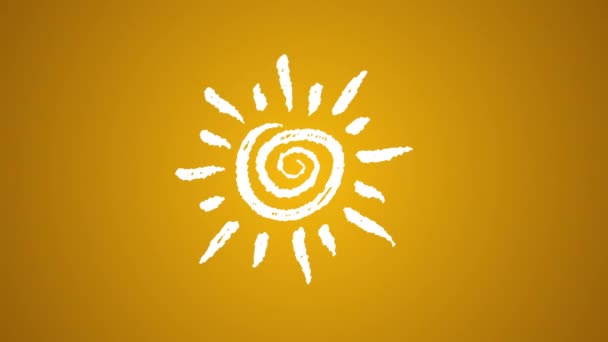 počasí ikona slunce namaloval křídou, ručně kreslenou animaci 4k