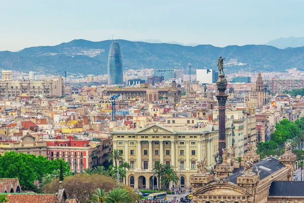 Barcelona Attractions, Cityscape of Barcelona, Catalonia, Spain. — Stock Photo, Image