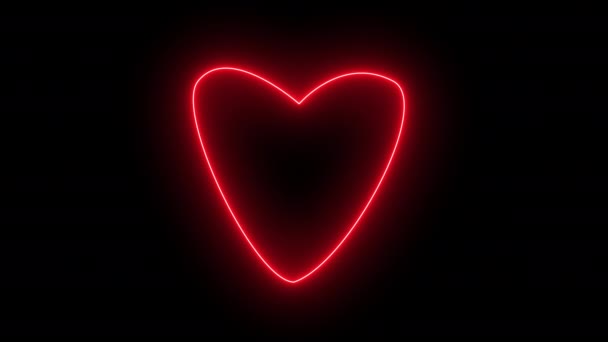 Zářící neon srdce — Stock video