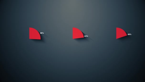 Tres gráficos circulares, diagrama para presentación . — Vídeo de stock