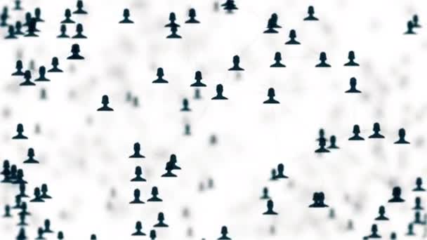 Un sacco di connessioni tra avatar di uomini e donne collegati in social network — Video Stock