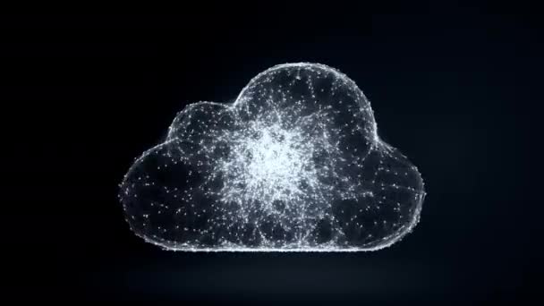 Cloud computing dai punti connessi in movimento caoticamente lenti, tecnologia cloud, cloud storage, internet delle cose — Video Stock