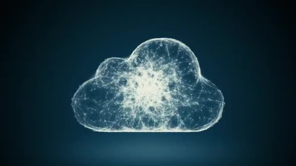 Cloud computing dai punti connessi in movimento caoticamente lenti, tecnologia cloud, cloud storage, internet delle cose — Video Stock