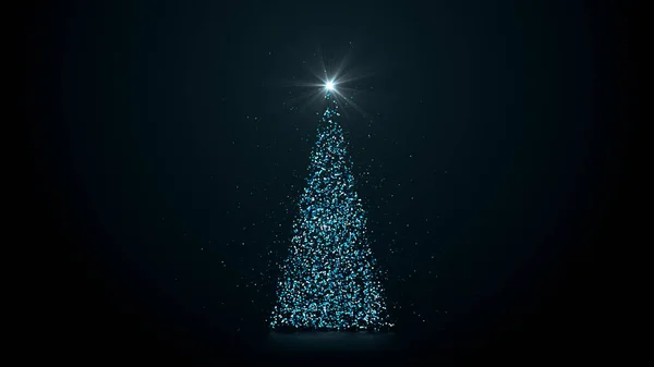 Frohes Neues Jahr Frohe Weihnachten Grußkarte Leuchtender Weihnachtsbaum Aus Einzelteilen — Stockfoto